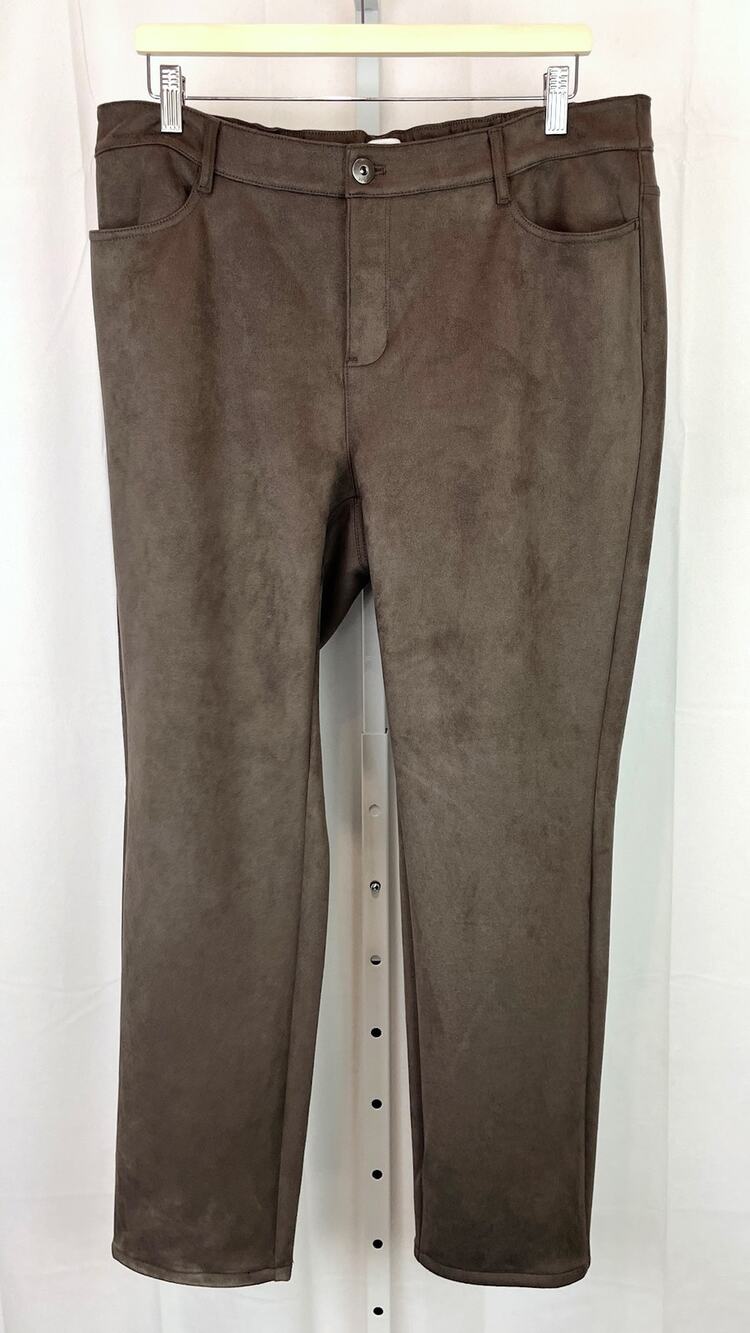 J. JILL 18 Taylor Luxe Faux Suede Ankle Pants Straight Leg Zip Fly Mocha Brown